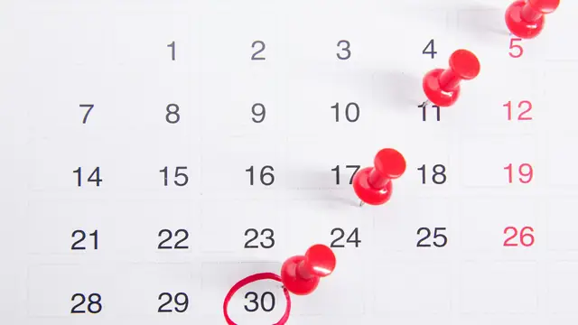 Calendario con fechas marcadas para no perder el plazo de reclamación